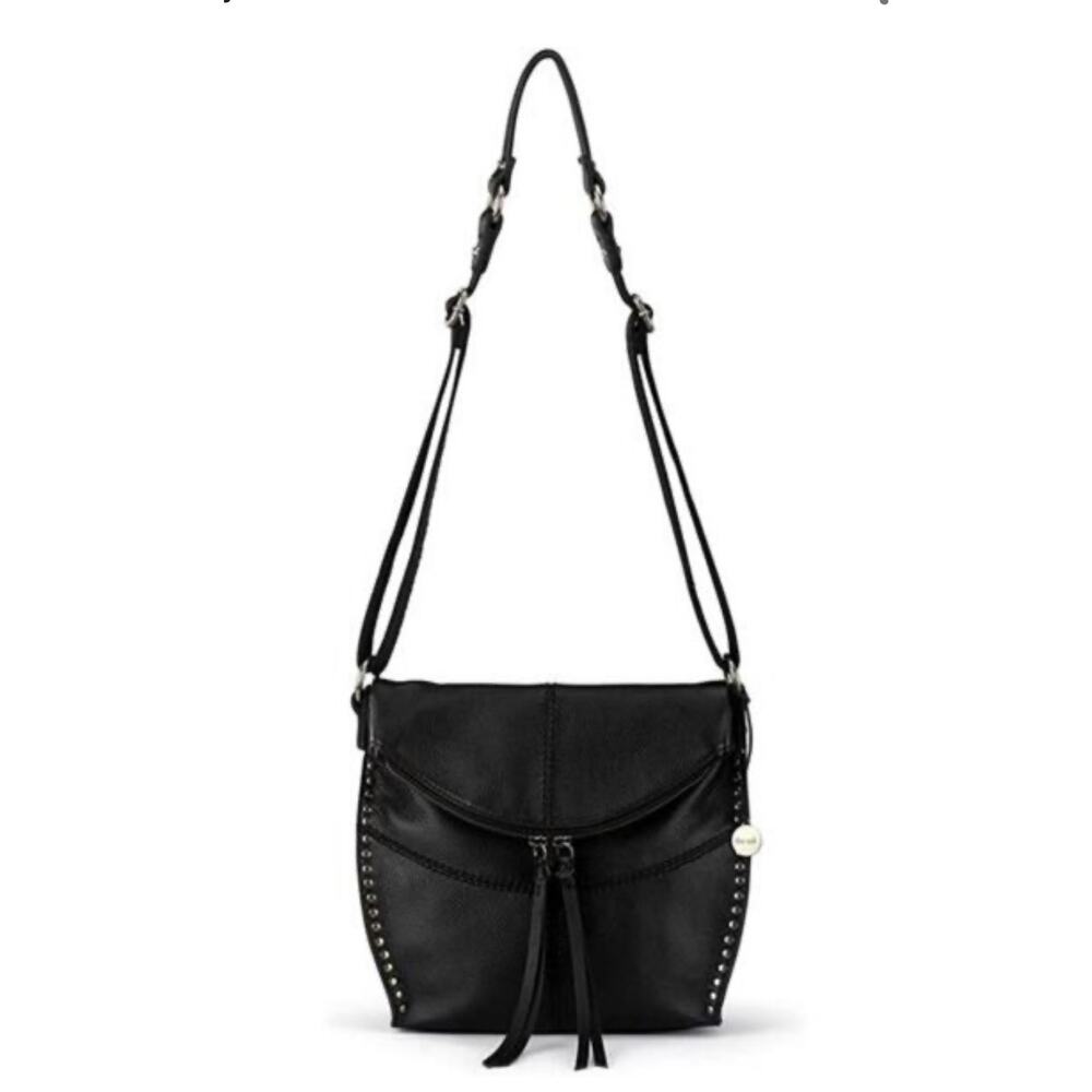The Sak Black Leather Silverlake Crossbody Bag Zip Pockets **missing Hang tag** - Picture 2 of 16